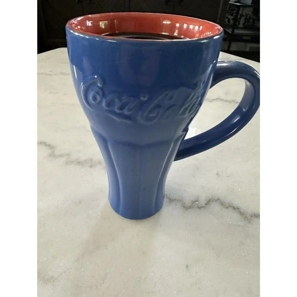 Coca Cola Coke Blue Travel Tumbler WIth Lid 10 ounces